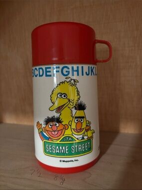 Vintage 1983 Sesame Street Alphabet Thermos W/ Big Bird, Burt & Ernie